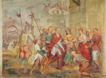 Jacopo Barbarigo uwalniający królową Małgorzatę z rąk Turków w 1426 (mural)