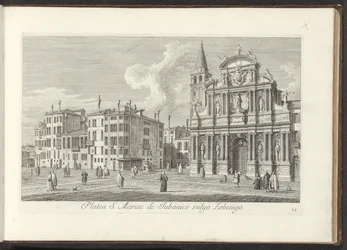 Gezicht op Campo Santa Maria Zobenigo te Venetië Obszar S. Rocchi z tą samą świątynią i szkołą (tytuł na obiekcie) Gezichten op bugemenen en pleinen in Venetië (tytuł serii) Najsłynniejsze widoki Wenecji z 38. panelu Kanału Antoniusza, expr