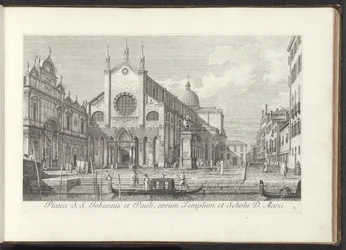 Widok kościoła Santi Giovanni e Paolo w Wenecji Platea S. S. Johannis et Pauli, eorum Templum et Schola D. Marci (tytuł na obiekcie) Widoki budynków i placów w Wenecji (tytuł serii) Urbis Venetiarum prospekt celebriores, ex Antonii Can
