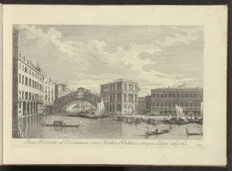 Gezicht op het Canal Grande, Palazzo dei Camerlenghi en de Rialtobrug te Venetië Most Rivoalti na zachodzie, z budynkami publicznymi przymocowanymi po obu stronach (tytuł na obiekcie) Najsłynniejsze widoki Wenecji z 38 paneli Antoniusa, ex