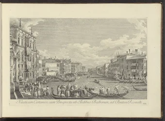 Gezicht op het Canal Grande te Venetië waar de Regata plaatsvindt Zawody morskie z widokiem z domów Balbore na most Rivoalti (tytuł na obiekcie) Bardziej znane widoki Wenecji, z 38 paneli Antonius Canal wydrukowanych na antenie przez Antonio