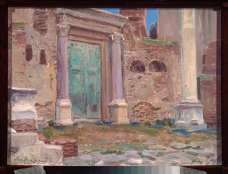 Le temple de Janus a Rome (Włochy) (Świątynia Janusa w Rzymie) - Praca Appolinariego Mikhaylovicha Vasnetsova (1856-1933), olej na tekturze, sztuka rosyjska XIX wiek - Muzeum Sztuki N Yaroshenko, Kisłowodsk (Rosja)