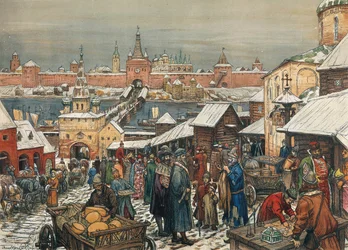 Rynek w Nowogrodzie, koniec XIX - początek XX wieku.