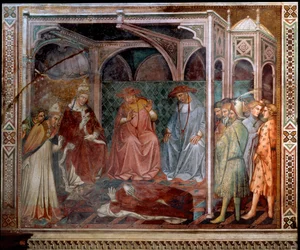 Cesarz Fryderyk Barbarossa poddaje się papieżowi Aleksandrowi III, co prowadzi do III Soboru Laterańskiego w 1179 (Fresco