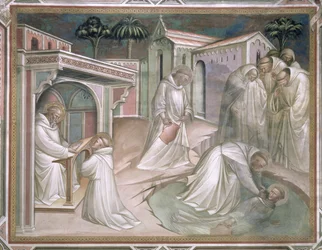 Maurus Saves Placidus, szczegółowo Życie św. Benedykta (ok. 480-c.550), w zakrystii, 1387