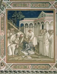 Ciężki kamień, fragment z życia św. Benedykta (ok. 480-ok. 550), w zakrystii, 1387