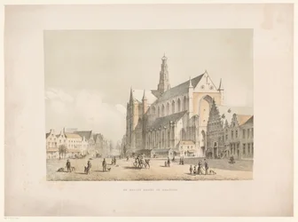 Widok na kościół Sint-Bavo i Grote Markt w Haarlemie Groote Markt w Haarlemie (tytuł na obiekcie)