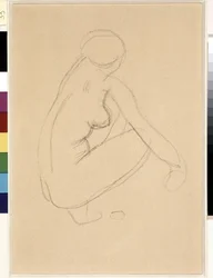 Nagi przysiad. Rysunek Aristide Maillol (1861-1944). Ołówek na papierze. Wymiary: 32x23cm. Muzeum Cantini, Marsylia