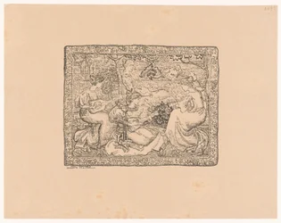 Gobelin z czterema muzykami kobietami w krajobrazie Champêtre koncertowe (tytuł oryginalny)