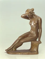 Kobieta zakrywająca twarz dłonią, 1900 (brąz)