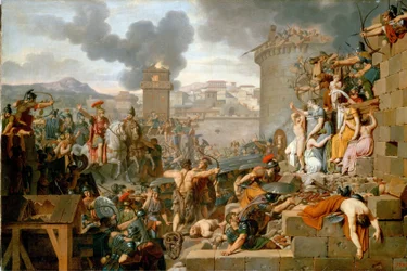 ""Metellus Raising the Siege" (Metellus Raising the Siege) Podczas oblężenia miasta Centobrica, Kwintus Caecilius Metellus Macedonicus aresztuje swoich żołnierzy, gdy mieszkańcy narażają dzieci Retogene