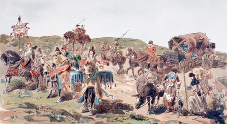 Wóz z eskortą w XV wieku, 1886 r.