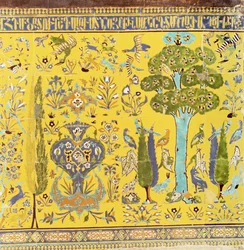 Fragment dolnej części kafelków ściany wewnętrznej, kościół ukończony w 1613 r. (ceramika)