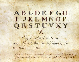 Strona tytułowa, „Księga alfabetu francuskiego z 1814 r.”, wyd. autorstwa Charlesa Plante Fine Arts