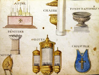 Ilustracje z „Księgi alfabetu francuskiego z 1814 roku”, wyd. autorstwa Charlesa Plante Fine Arts