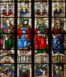 Noe, Ezechiel, Saint Peter, the Sybilla of Erythree - Witraż w kaplicy Najświętszego Serca Maryi, autorstwa Arnauda de Moles (1470-1520) ukończony w 1513 - Cathedrale Sainte Marie d