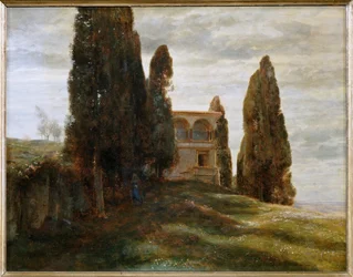 Italienische Villa im Fruehling - Włoska willa wiosną ... (obraz na płótnie)