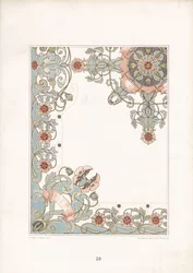 Art Nouveau Poppy Border Ornament (litografia)