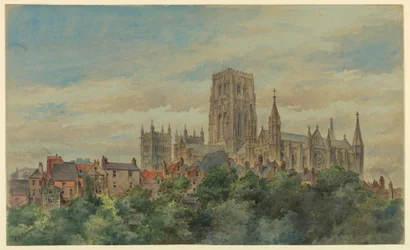 Rysunek, widok na katedrę w Durham, 1883 r.