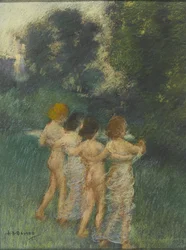 Cherubianki, 1900 (pastel nad wc)