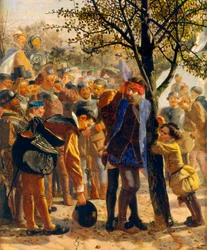 Scena z filmu „Wszystko dobre, co się dobrze kończy” (olej na płótnie)