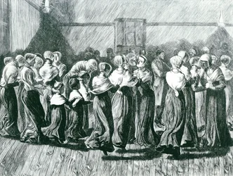 Shakers at a Meeting: the Religious Dance, ilustracja z The Graphic, opublikowanej 14 maja 1870 r.