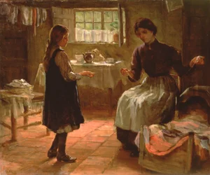 Lekcja domowa, ok. 1890 (olej na płótnie)