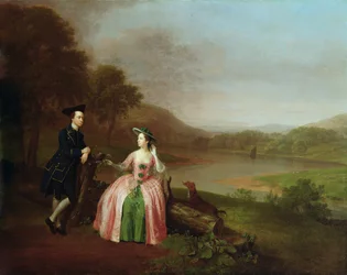 Sir George i Lady Strickland na terenie Boynton Hall, niedaleko Bridlington, Yorkshire