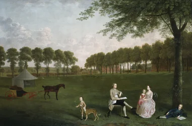 Sir John Shaw i jego rodzina w parku w Eltham Lodge, Kent, 1761