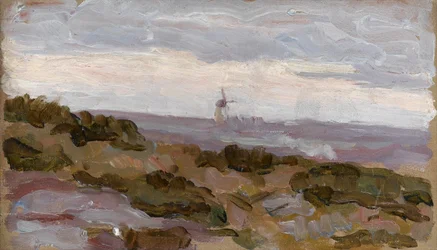 Studium krajobrazowe z wiatrakiem na horyzoncie, ok. 1900