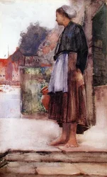 Córka rybaka, Cancale, Normandia (akwarela na papierze)