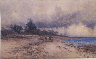 bez tytułu (zbieranie wodorostów przed burzą, plaża Sandringham)