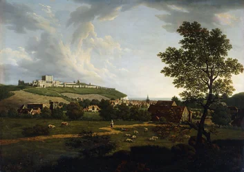 Rozległy widok na zamek Dover i Dover