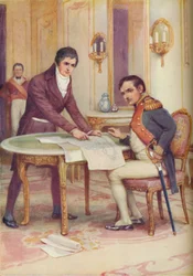 Fulton wyjaśnia Napoleonowi swoją łódź podwodną, ok. 1925 r