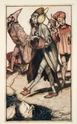 Przechadzający się dżentelmen z Laputii, z Podróży Guliwera Jonathana Swifta (1667 - 1745), wyd. 1909