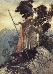Brunhilda. Ilustracja do Złota Renu i Walkirii Richarda Wagnera, 1910