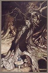 Masło pozyskuje się z korzeni starych drzew, z Peter Pan in Kensington Gardens J M Barrie (1860 - 1937), pub. 1906