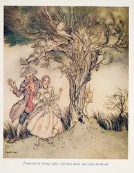 Często oglądam dziwne widoki, a w powietrzu słychać muzykę i głosy… z The Legend of Sleepy Hollow by Washington Irving (1783 - 1859), wyd. 1928