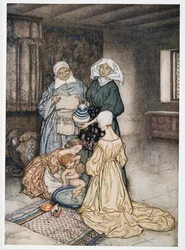 Czy nie miałem czterech lub pięciu kobiet, która mnie opiekowała? ilustracja z Burzy Williama Szekspira, wyd. 1926