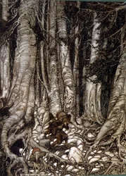 Ilustracja Arthura Rakhama z Rip Van Winkle, opowiadanie amerykańskiego autora Washingtona Irvinga opublikowane po raz pierwszy w 1819 roku