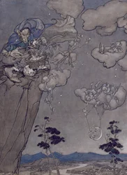 Ilustracja z Rip Van Winkle autorstwa Washington Irving (1783-1859) 1904 (pióro i atrament z toaletą na papierze)