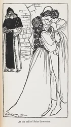 Ilustracja kochanków ze skrzyżowanymi gwiazdami w Romeo i Julii.