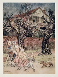 Wspaniałe opowieści o Nawiedzonych Polach i Nawiedzonych Brookach i Nawiedzonych Domach, z The Legend of Sleepy Hollow autorstwa Washingtona Irvinga (1783 - 1859), wyd. 1928