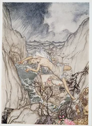 Statek króla bezpiecznie stoi w porcie, ilustracja do Burzy Williama Szekspira, opublikowana w 1926