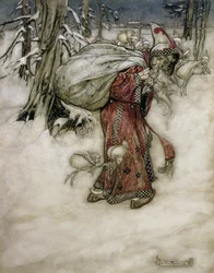 Święty Mikołaj, ilustracja z Arthur Rackhams Book of Pictures, 1907, opublikowana w 1913 (pióro, atrament i toaleta na papierze)