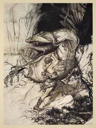 Zygfryd zabija Fafnera, ilustracja z 