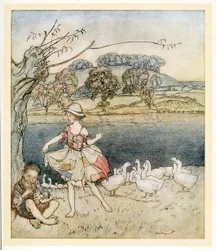 Tattercoats tańczą przy piszczałkach z agrestu, z angielskiego Fairy Tales, pub. 1922.