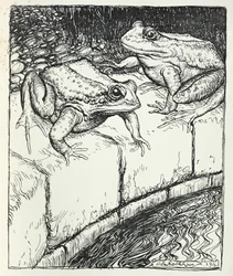 The Frogs and the Well, ilustracja z "Aesop