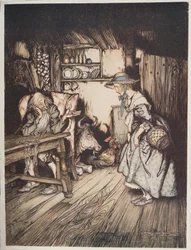 Chatka w lesie, z Little Brother i Little Sister i inne opowieści braci Grimm, wyd. 1917
