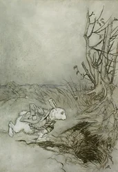 Biały królik, ilustracja z "Przygód Alicji w krainie czarów", 1907 (pióro, tusz i wc na papierze)